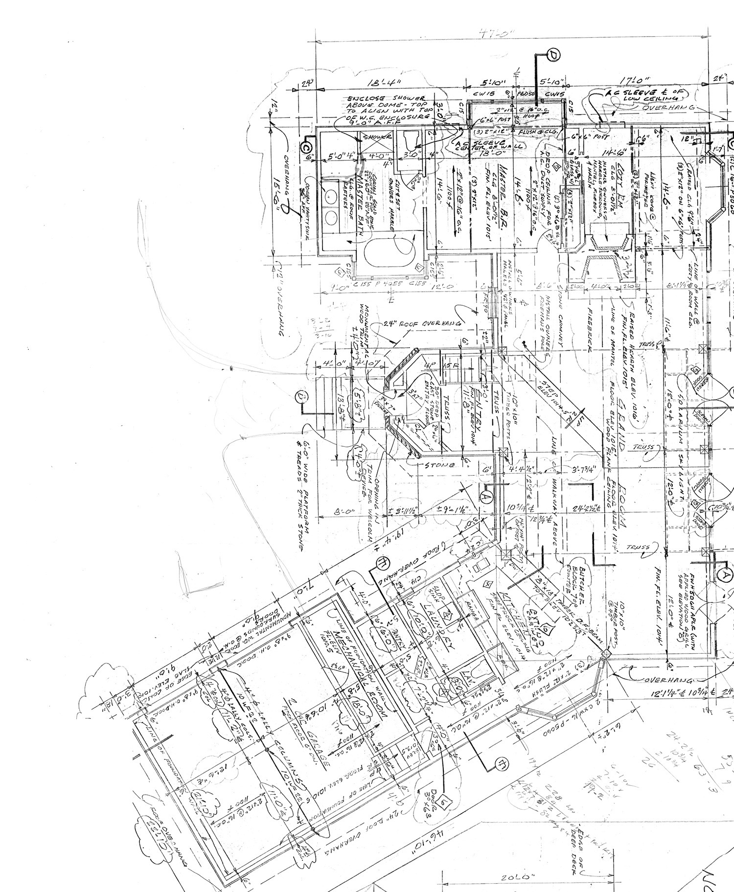 The architect’s original hand-drawn first floor plan.